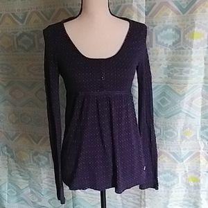 American Eagle Medium Navy Blue Long Sleeve Blouse